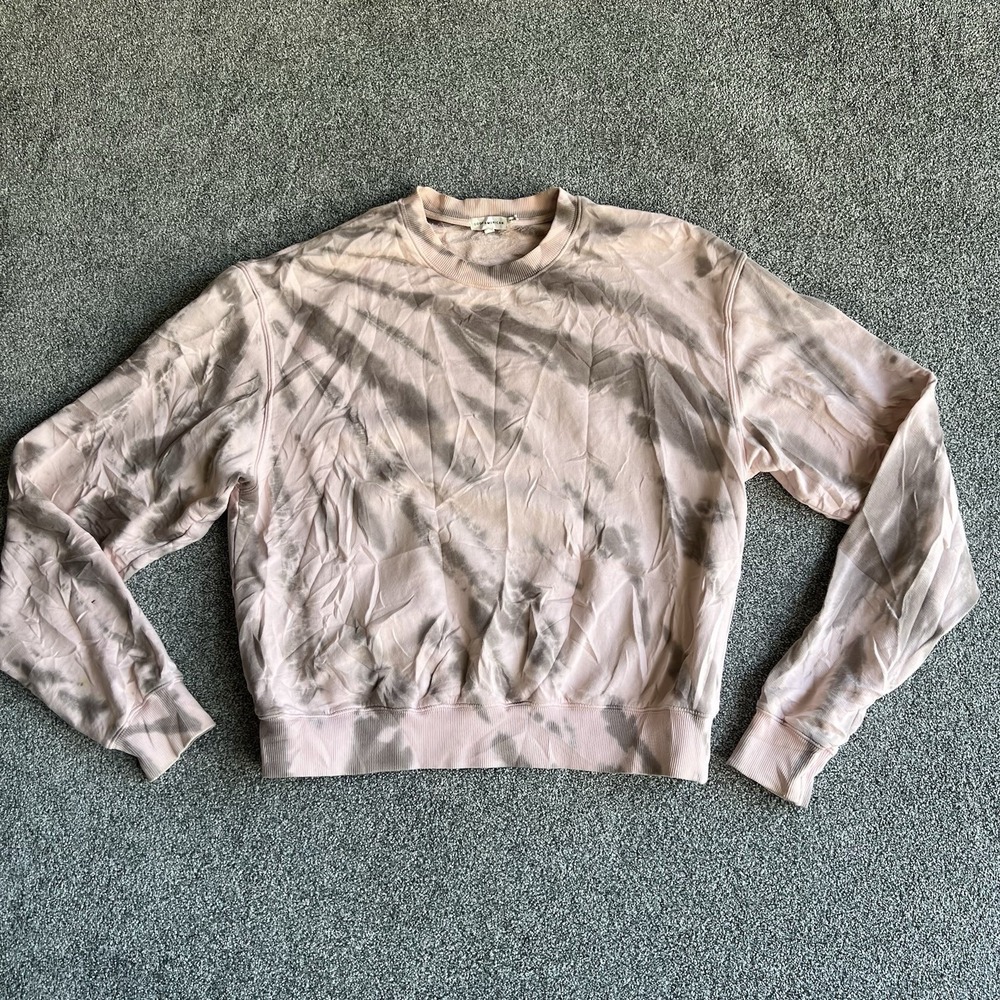 Good American Womens Size 2 Pink Gray Tie Dye Crewneck Sweatshirt Pullover